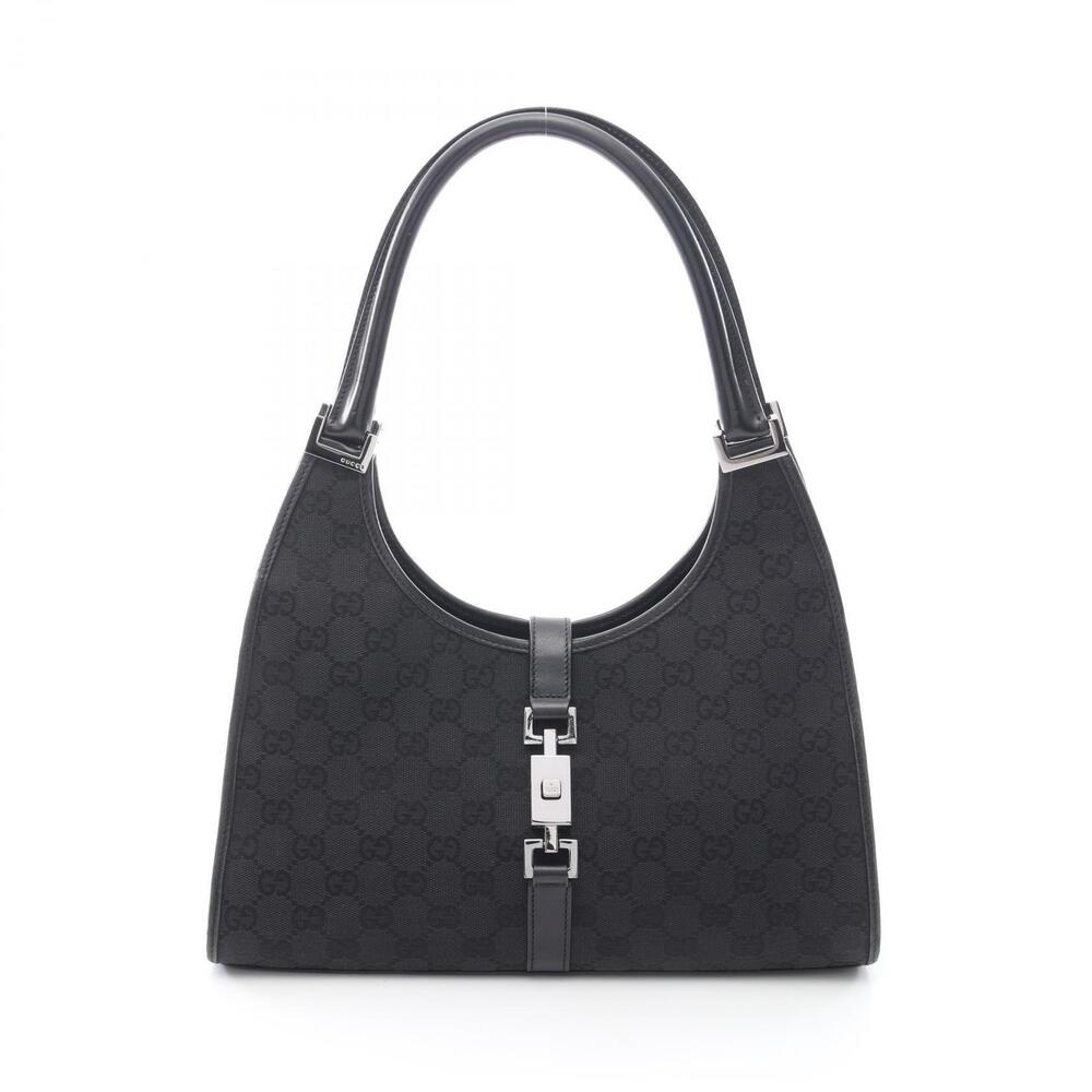 Gucci Jackie GG Canvas Shoulder Bag Leather Black